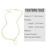 Cuban Link Heart Pendant Necklace Enamel Color Plated Jewelry
