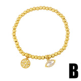 Plated Beads Chain Evil Eye Bracelet For Women