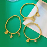 Plated Beads Chain Evil Eye Bracelet For Women