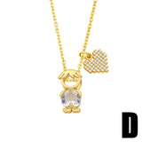Copper CZ Stone Heart Friendship Necklace Set