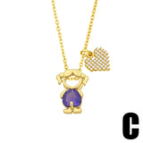 Copper CZ Stone Heart Friendship Necklace Set