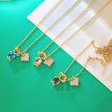 Copper CZ Stone Heart Friendship Necklace Set