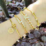 Cuban Chain Butterfly Bangles for Women Copper Zircon Cuff Bangles