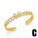 Cuban Chain Butterfly Bangles for Women Copper Zircon Cuff Bangles