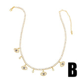 Cuban Chain Palm Tree Necklace Evil Eye Jewelry