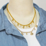 Cuban Chain Palm Tree Necklace Evil Eye Jewelry
