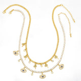 Cuban Chain Palm Tree Necklace Evil Eye Jewelry