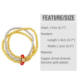 Silver Stackable Bracelet for Women Copper Plated Elastic Beaded Jewelry