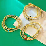 Silver Stackable Bracelet for Women Copper Plated Elastic Beaded Jewelry
