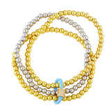 Silver Stackable Bracelet for Women Copper Plated Elastic Beaded Jewelry