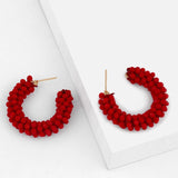 Boho Beaded Earrings Stainless Steel Hoops Huggie