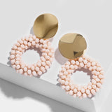 Crystal Beaded Earrings Plated Round Drop Earring