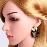 Crystal Beaded Earrings Plated Round Drop Earring