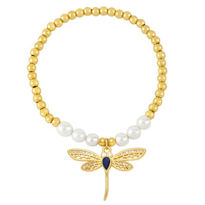 Dragonfly Bracelet Copper Beads Pearl Jewelry