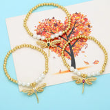 Dragonfly Bracelet Copper Beads Pearl Jewelry