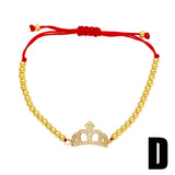 Fuchsia Crystal Daisy Bracelet Red Thread Chain CZ Jewelry