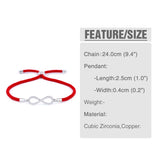 Lucky Infinity Charm Bracelet with Zircon String Adjustable Bracelet & Dangle