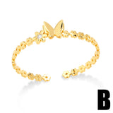 CZ Crystal Heart Bangles for Women Polish Plated Flower Chain Butterfly