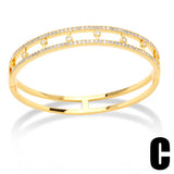 CZ Crystal Heart Bangles for Women Polish Plated Flower Chain Butterfly