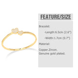 CZ Crystal Heart Bangles for Women Polish Plated Flower Chain Butterfly