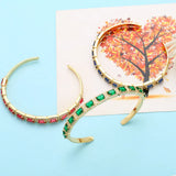 CZ Rhinestone Geometric Cuff Bangle for Women Copper Plated Crystal Jewelry