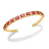 CZ Rhinestone Geometric Cuff Bangle for Women Copper Plated Crystal Jewelry