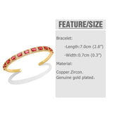 CZ Rhinestone Geometric Cuff Bangle for Women Copper Plated Crystal Jewelry