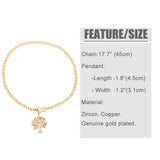 Cuban Chain Life Tree Necklace with CZ Crystal Leopard Owl Pendant