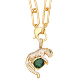 Cuban Chain Life Tree Necklace with CZ Crystal Leopard Owl Pendant