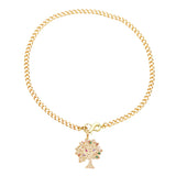 Cuban Chain Life Tree Necklace with CZ Crystal Leopard Owl Pendant
