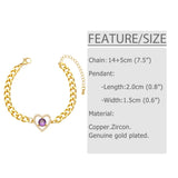 Cuban Chain Bracelet Women Zircon Red Heart Statement Jewelry
