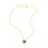 Multicolor CZ Crystal Heart Necklaces Pearls Green Heart Women