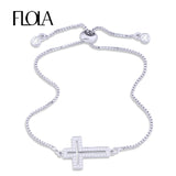 Sideways Jesus Cross Bracelet Women Adjustable Plated Bracelet