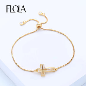 Sideways Jesus Cross Bracelet Women Adjustable Plated Bracelet