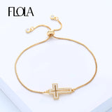Sideways Jesus Cross Bracelet Women Adjustable Plated Bracelet