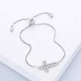 Sideways Jesus Cross Bracelet Women Adjustable Plated Bracelet