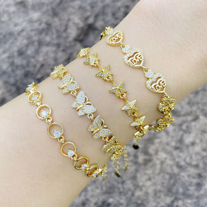Crystal Butterfly Bracelet for Women Zircon Love Letter Star