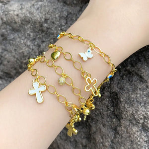 Heart Bracelets Hollow Cross Butterfly Jewelry