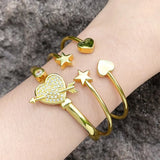 Adjustable Zircon Star Cuff Bangle CZ Crystal Jewelry