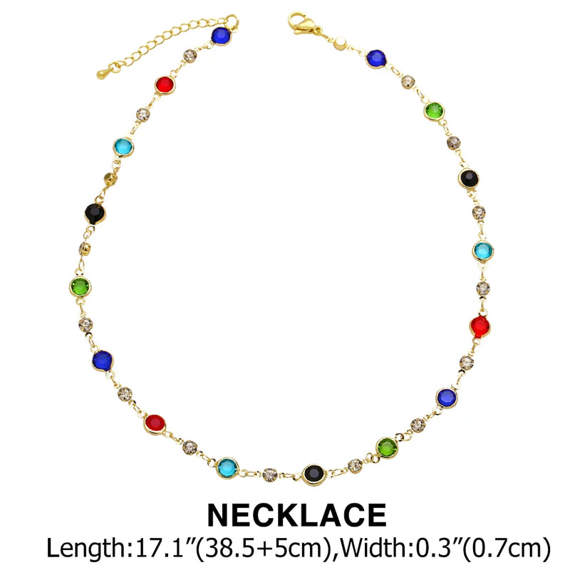 Rainbow Crystal Choker Necklace for Women