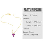Romantic Fuchsia Heart Necklace for Women Copper Zircon Plated Beads Necklace