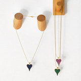 Romantic Fuchsia Heart Necklace for Women Copper Zircon Plated Beads Necklace