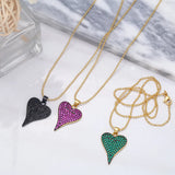 Romantic Fuchsia Heart Necklace for Women Copper Zircon Plated Beads Necklace