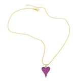 Romantic Fuchsia Heart Necklace for Women Copper Zircon Plated Beads Necklace