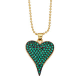Romantic Fuchsia Heart Necklace for Women Copper Zircon Plated Beads Necklace