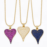 Romantic Fuchsia Heart Necklace for Women Copper Zircon Plated Beads Necklace