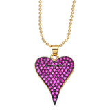 Romantic Fuchsia Heart Necklace for Women Copper Zircon Plated Beads Necklace