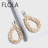 Ivory Crystal Beads Teardrop Earrings for Women
