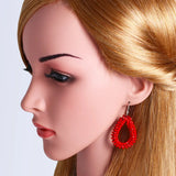 Ivory Crystal Beads Teardrop Earrings for Women