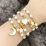 Copper Plated Moon & Star Bracelet for Women | Dainty Heart Jewelry